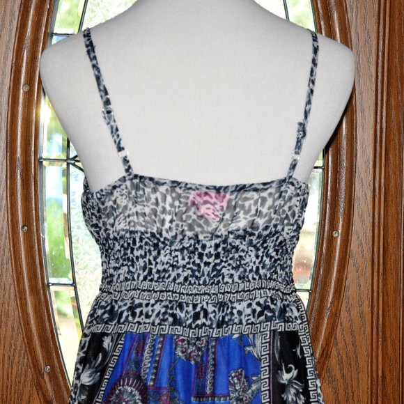 She's Cool Gray Blue & White Spaghetti Strap Maxi Dress Size S - Picture 4 of 8